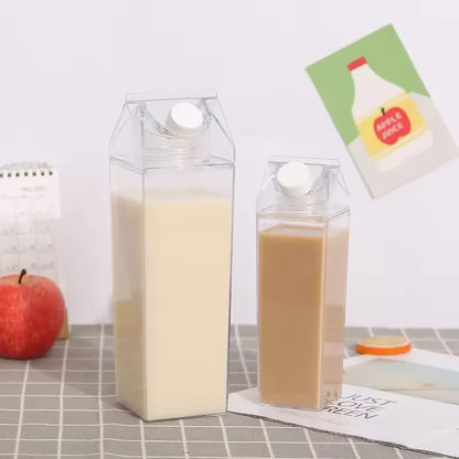 Vaso de agua con diseño de caja de leche transparente súper caliente de 500/1000 ml, estilo coreano