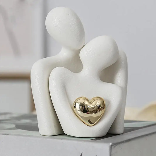 Modern Abstract Couple Statue: Nordic Ceramic Home Ornament