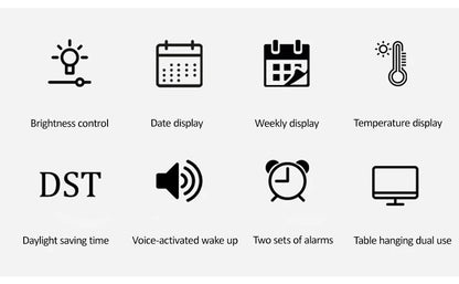 Large Digital Wall Clock Temp Date Week Display Remote Control USB