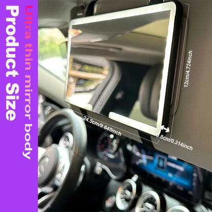 Car Sun Visor Makeup Mirror LED Light Touch Screen Adjustable Brightness Auto