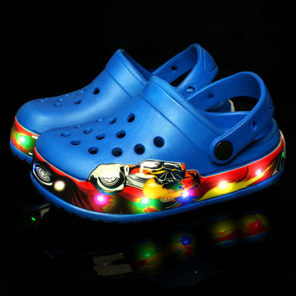 Summer Children Hole Sandals LED Lighted Flashing Light Shoes Boys Girls