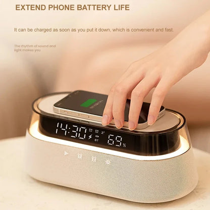 6-in-1 Smart Alarm Clock - 15W Wireless Charger, Bluetooth Speaker....