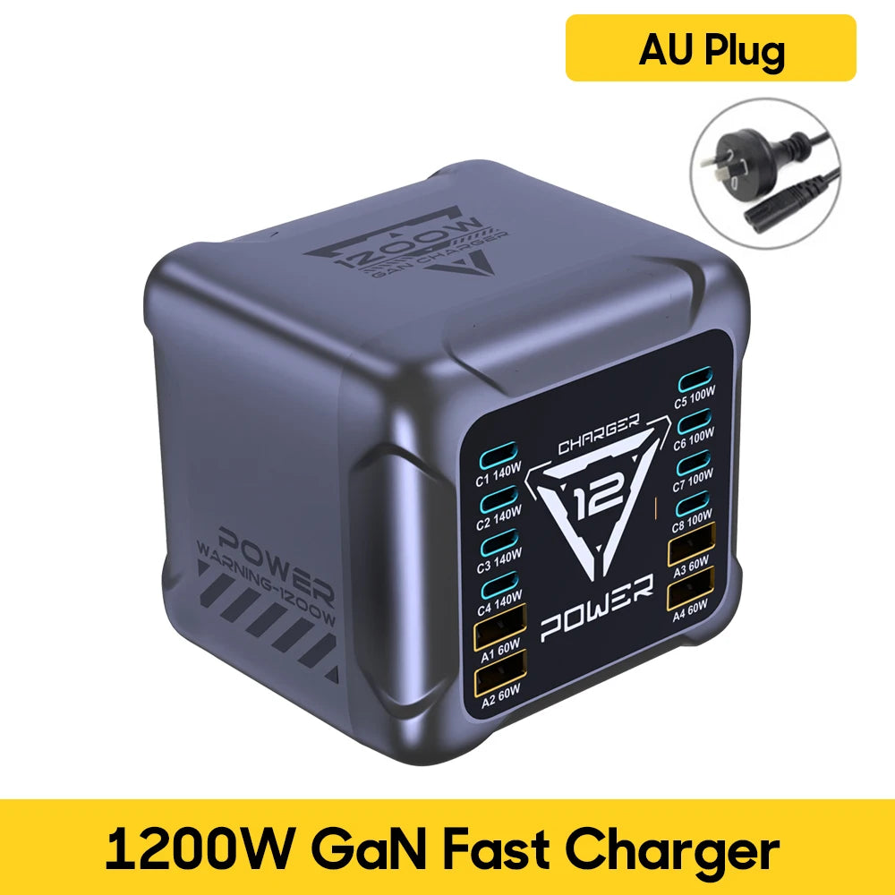 1200W USB C Charger, GaN PD3.1 140W 100W PPS Fast Charging Station