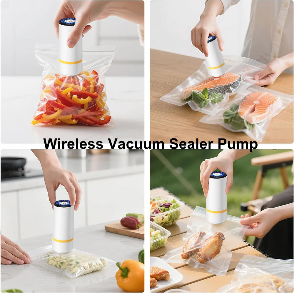 Mini bomba de aire eléctrica recargable para bolsa sellada al vacío para conservar alimentos frescos