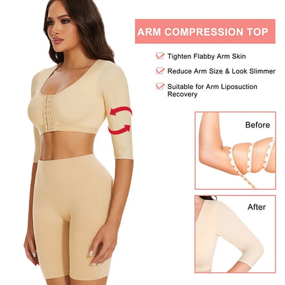Shaper Tops for Women Flabby Arms Compression Post Surgery Front Closure Bra Cropped