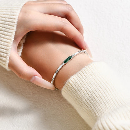 ATTAGEMS Luxury Synthetic Malachite Moissanite Bracelet 2025