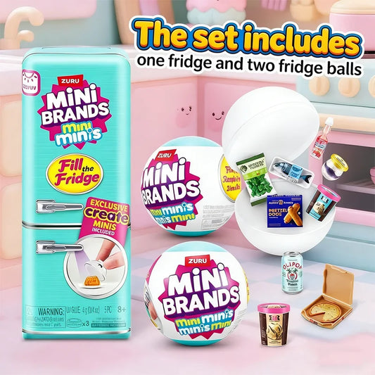ZURU Genuine Mini Brands Refrigerator Ball Blind Box Pretend Play Miniature Refrigerator