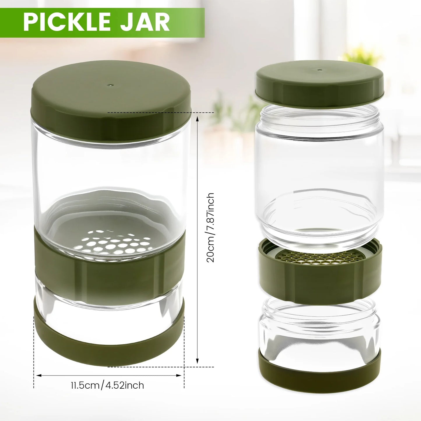 Glass Pickle Jar Dry Wet Separation Pickle and Olive Jar Upside Down