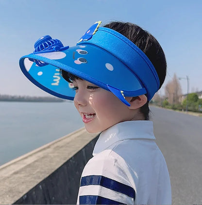 Children's Summer Sun Hat with Fan Sun Protection