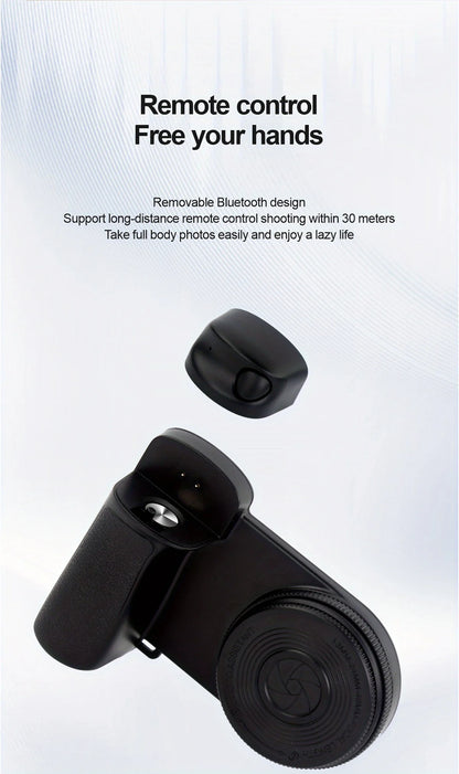 Empuñadura magnética para smartphone con control remoto Bluetooth desmontable de 30 m con luz de relleno, mango para selfis antivibración, soporte para fotos