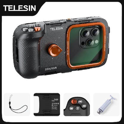 Carcasa Impermeable TELESIN para Teléfono de Buceo, Soporte Universal para Teléfono con Empuñadura