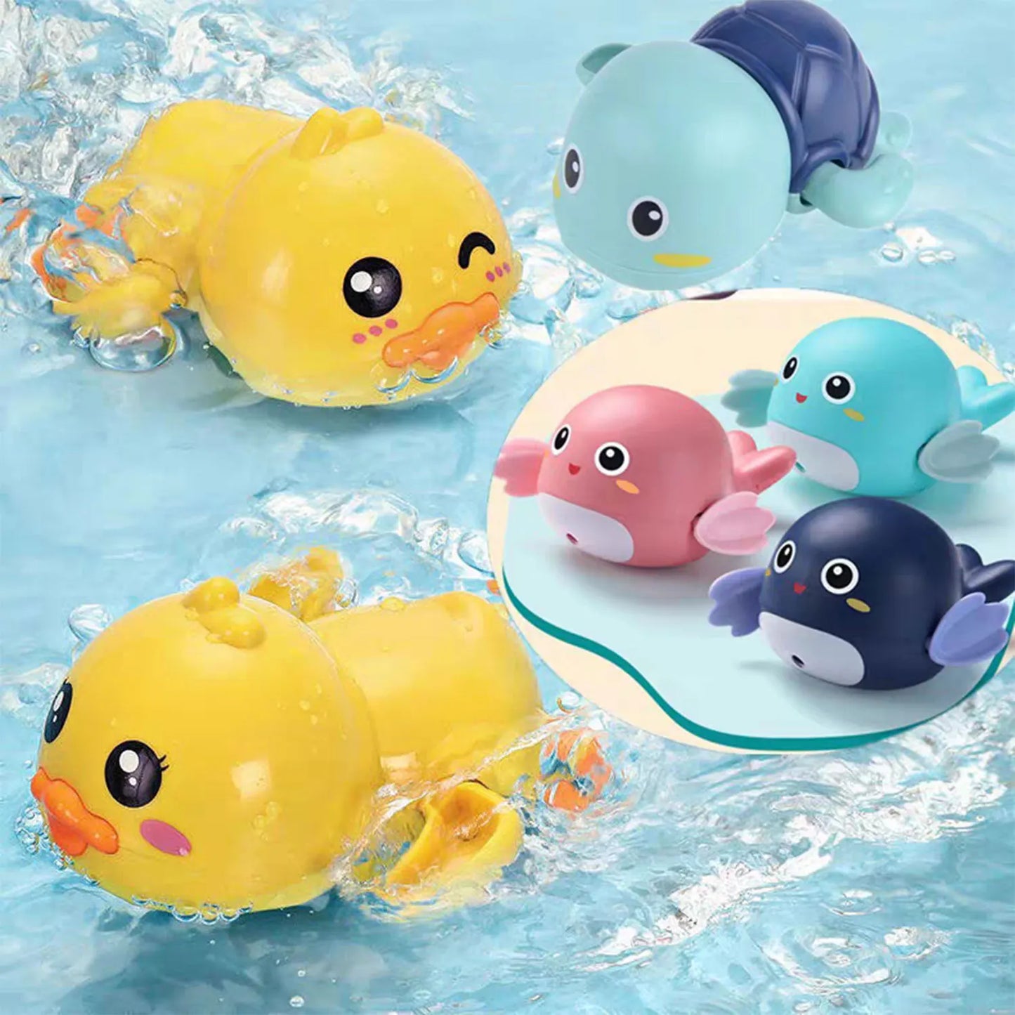 Summer Baby Water Gun Spray Toys Cute Little Yellow Duck Swimming