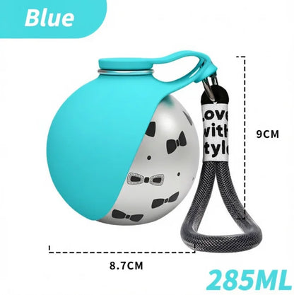 Pet Portable 285ML Water Bottle 304 Stainless Steel Foldable Basin Food-Grade Silicone Blue Pink Outdoor Pet Drinking Solution