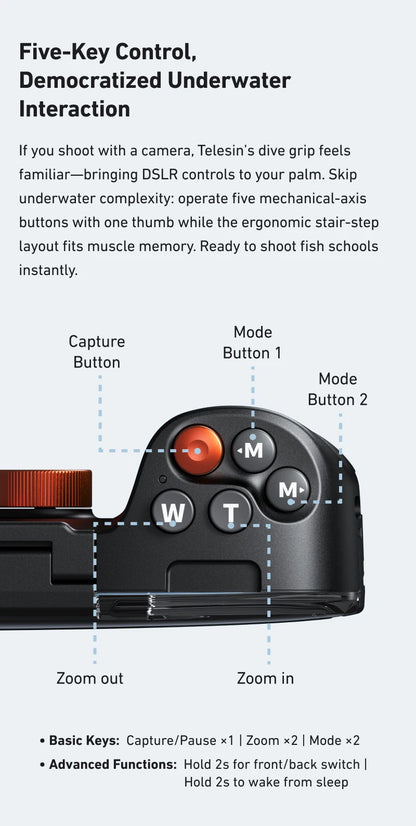 Carcasa Impermeable TELESIN para Teléfono de Buceo, Soporte Universal para Teléfono con Empuñadura