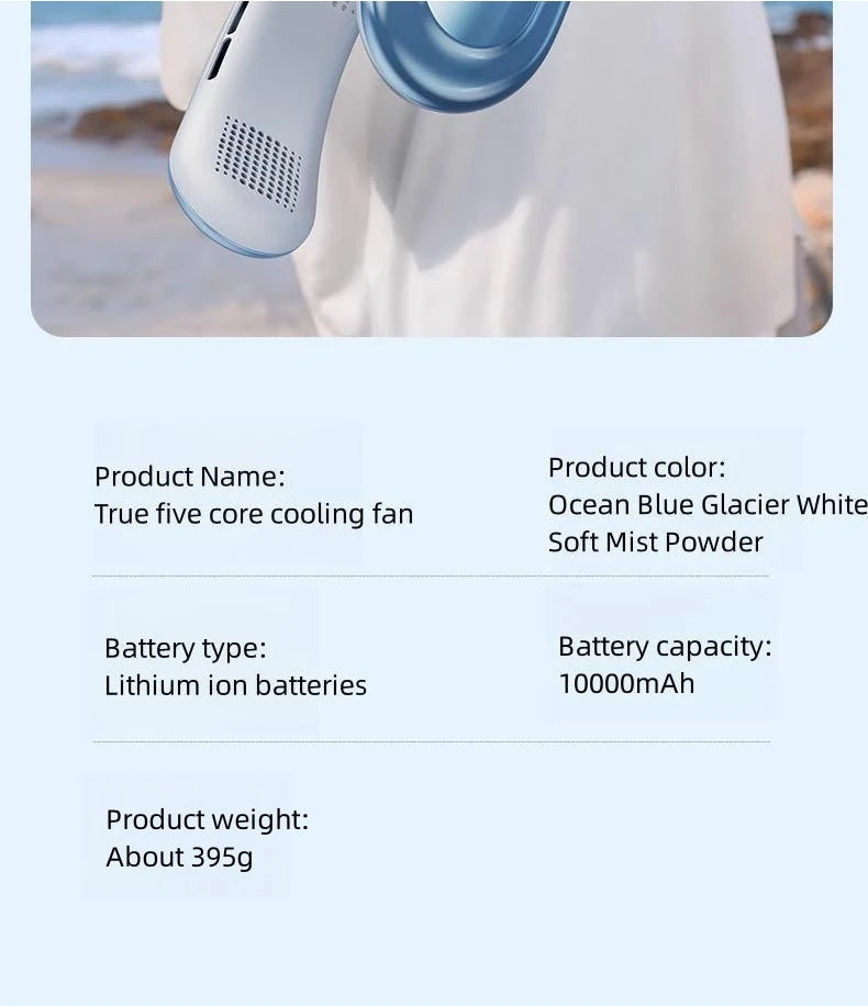 Portable Neck Fan 10000mAh Rechargeable Fan