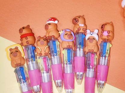 10Pcs/Lot Kawaii Capybara Mini 4 Colors Ballpoint Pens