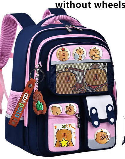 Children Trolley backpack wheels Student High capacity School bags