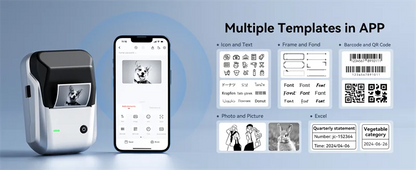 Label Printer Mini Bluetooth Sticker Maker Support Smartphones PC