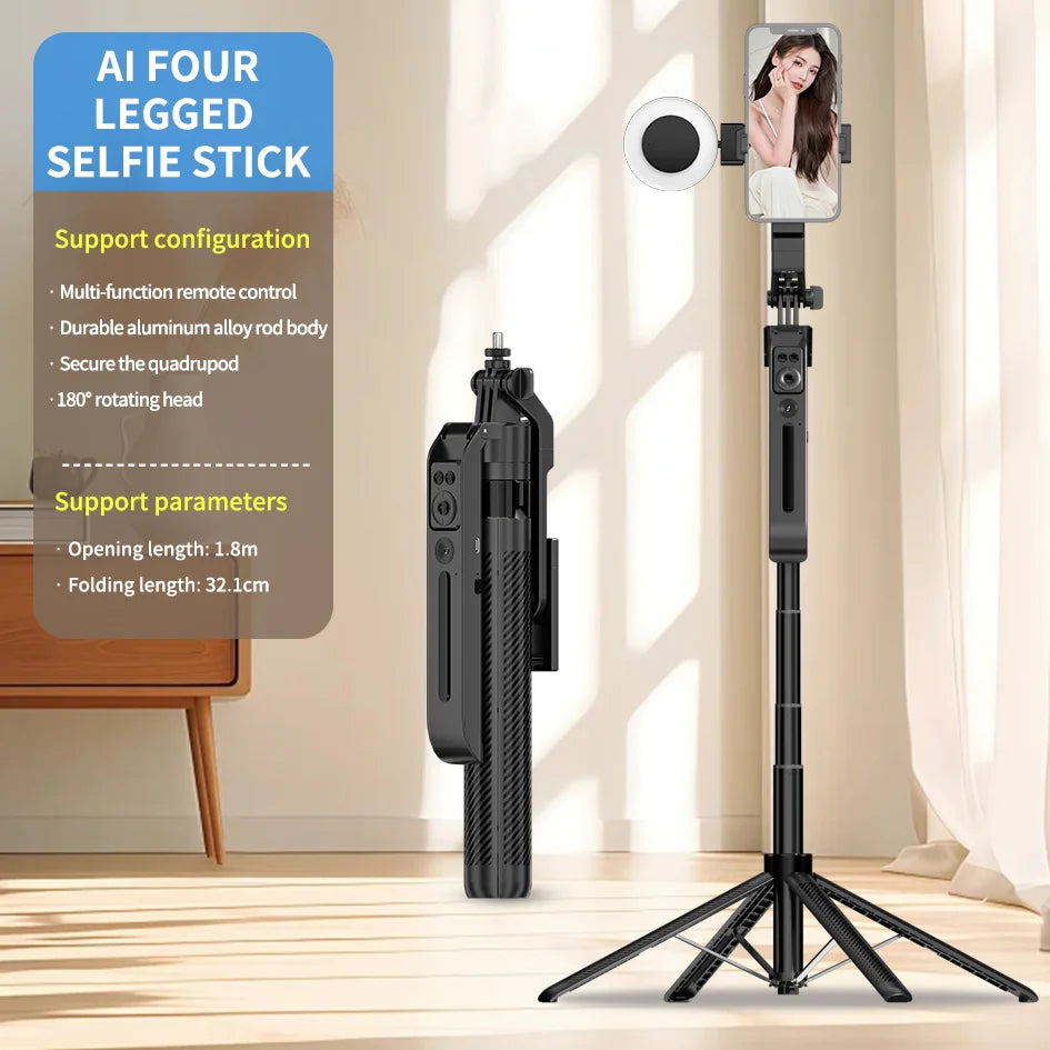 COOL DIER C12 AI Tracking gimbal Trípode Estabilizador de cardán Palo selfi inalámbrico plegable