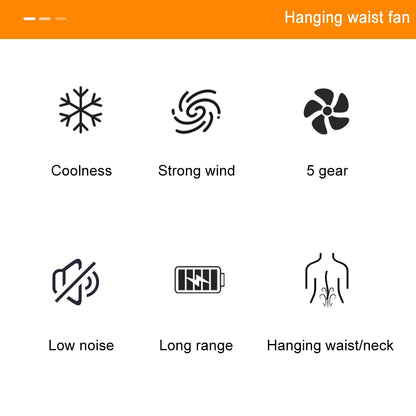 Waist Fan Portable Hanging Neck Waist Clip Fan Wearable Shirt Fan