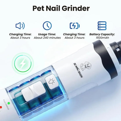 New Dog Nail Clippers With LED Light Low Noise Pet Nail Clipper Electric Grooming Trimmer Cat Dog Nail Grinder Rechargeable USB
