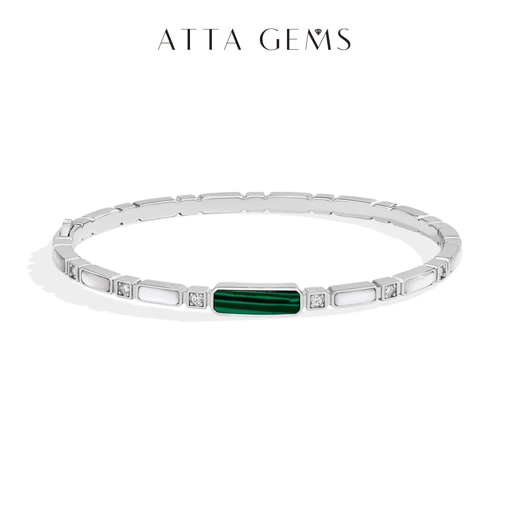 ATTAGEMS Luxury Synthetic Malachite Moissanite Bracelet 2025