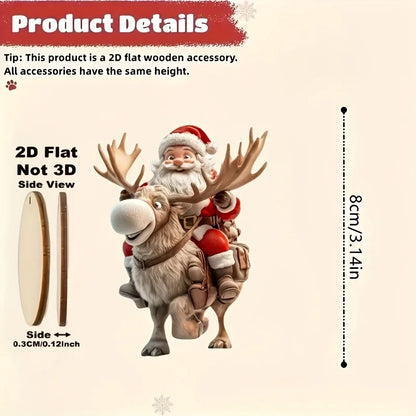 12-Piece Santa Claus Wooden Ornament Set - Perfect for Christmas Trees