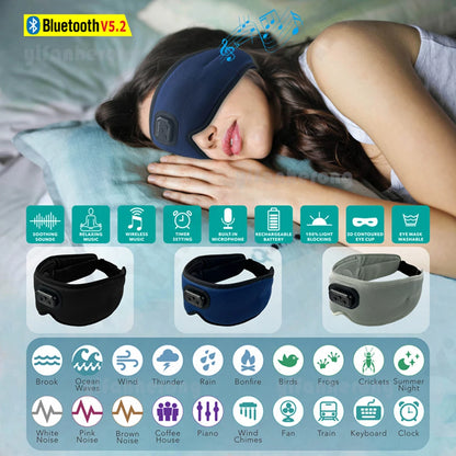 3D Bluetooth-compatible 5.2 Timed Sleep Eye Mask Earphones Built-in white Noise Music