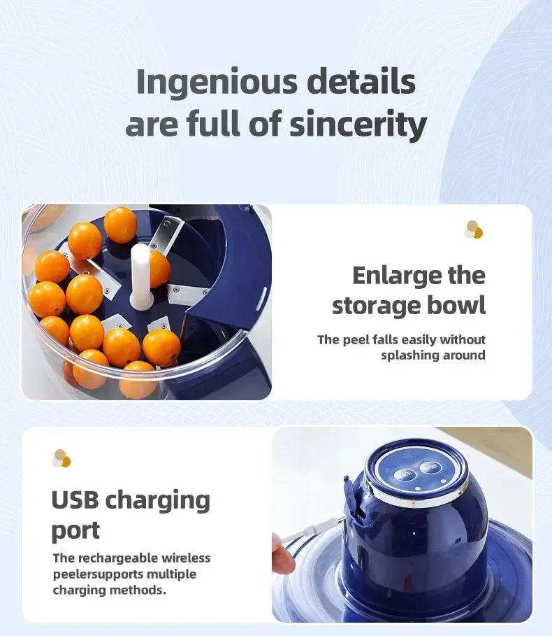 Pelador de Fruta Eléctrico Automático, Máquina Peladora Inteligente, Inalámbrico Portátil