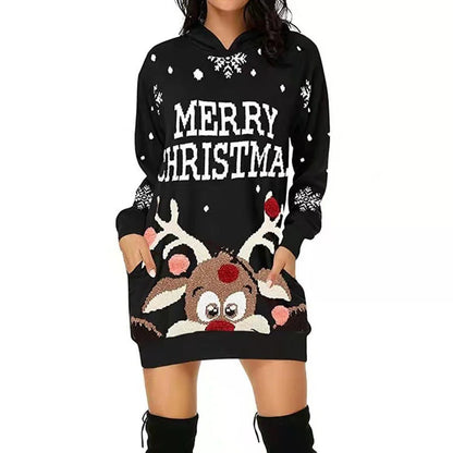 Plus Size Women's Casual Christmas Printed Long Sleeve