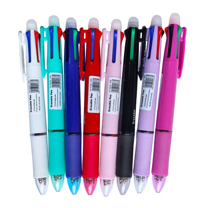 5 In 1 Multicolor Erasable Gel Pen with 4 Colors Replaceable Pen Refill