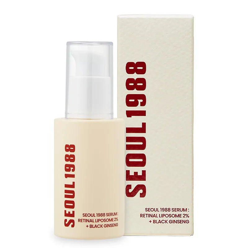 Sérum facial coreano de retinol de 1988, com ginseng preto, niacinamida e vitamina C.