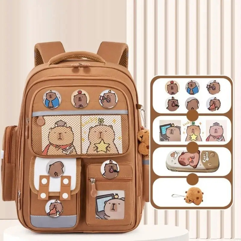 H3CB Unique Capybara Designs Backpack For Elementary Students Ergonomic