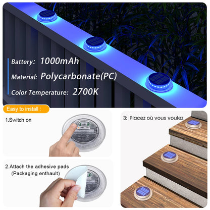 Solar Powered LED Outdoor Deck Lights IP68 Waterproof Automatic On/Off