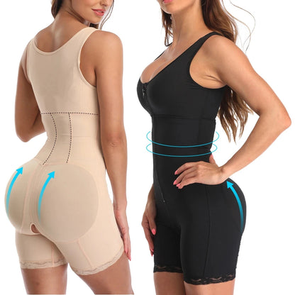 Zip Waist Lace Slimming Shaper Corset Control Shapewear Butt Lifter Strap Body Shaper