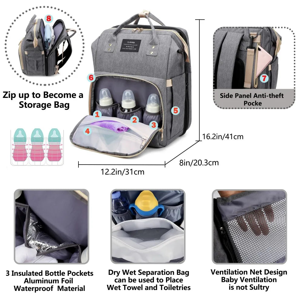 Mommy Bag: Lightweight Portable Folding Crib Travel Backpack