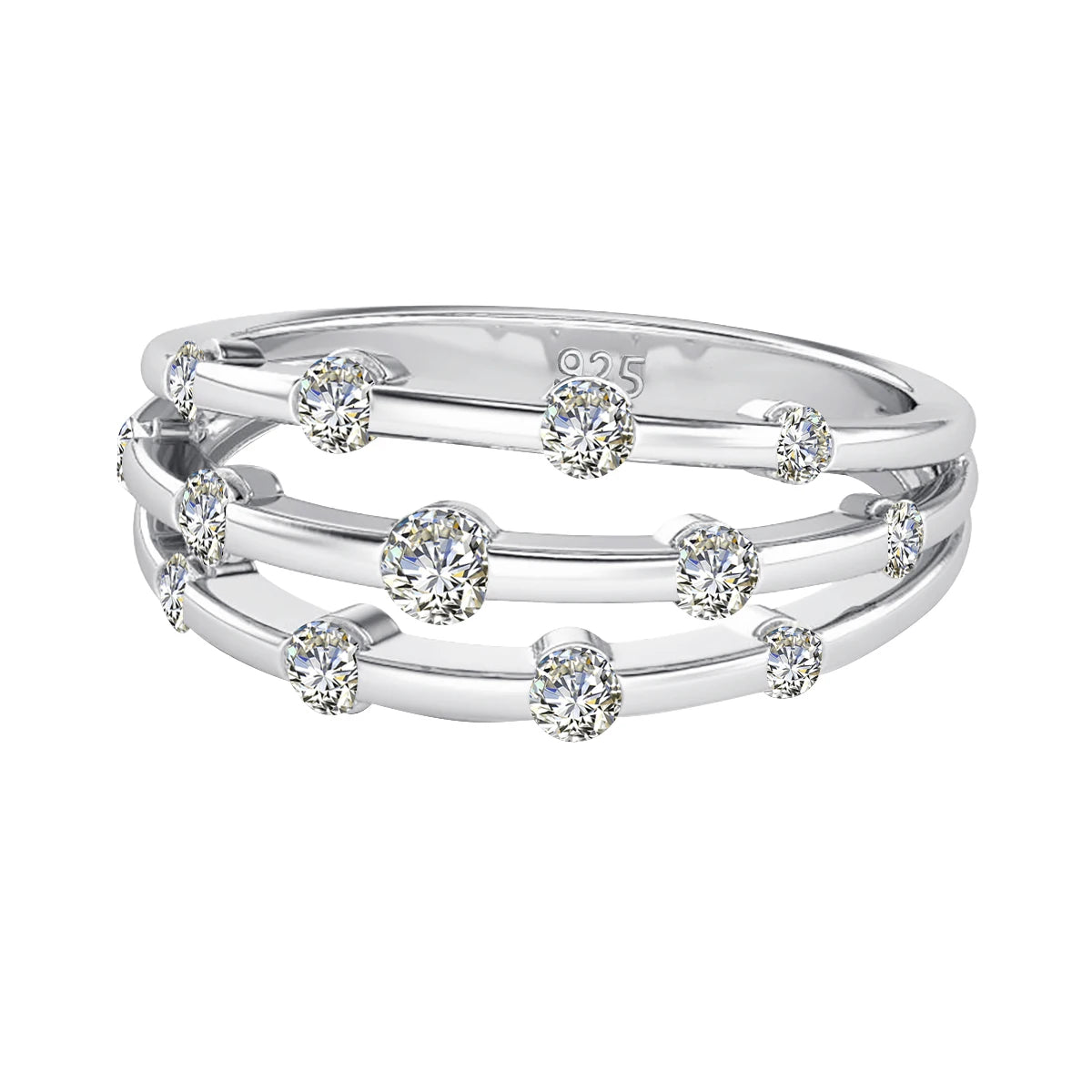 Certificated Moissanite Rings For Women Solid 925 Sterling Silver Eternity