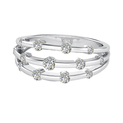 Certificated Moissanite Rings For Women Solid 925 Sterling Silver Eternity