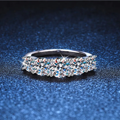 IOGOU Luxury 3.6CTTW All Moissanite Wedding Ring 5 Stone Sparkling Diamond