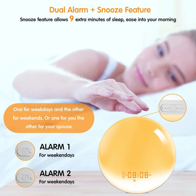 Sunrise Alarm Clock Wake Up Light Clock Sunrise/Sunset Simulation Digital Clock