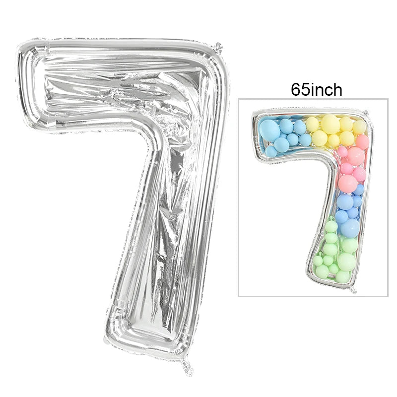 68inch Large Foil Number Balloon DIY Filling Frame 1st 18th Birthday