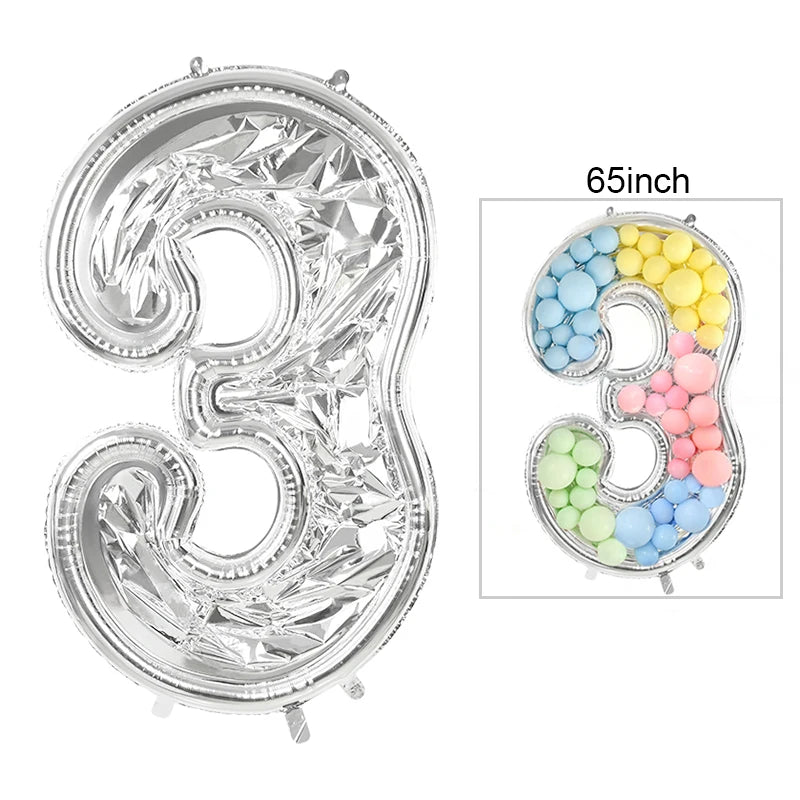 68inch Large Foil Number Balloon DIY Filling Frame 1st 18th Birthday