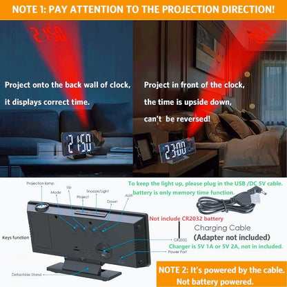 Projection alarm clock  multifunction Intelligent luminous clock Bedroom