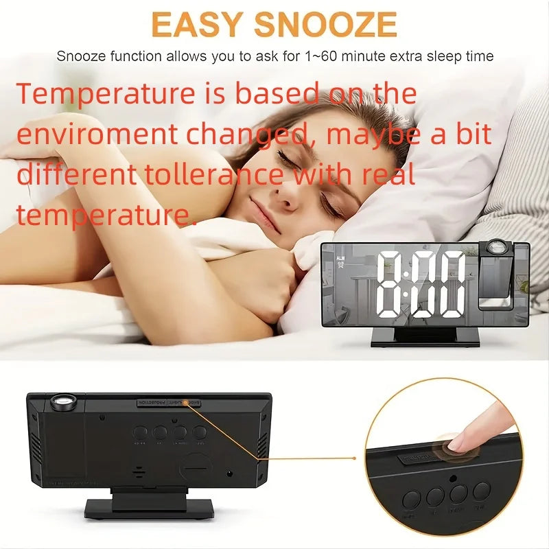 Projection alarm clock  multifunction Intelligent luminous clock Bedroom