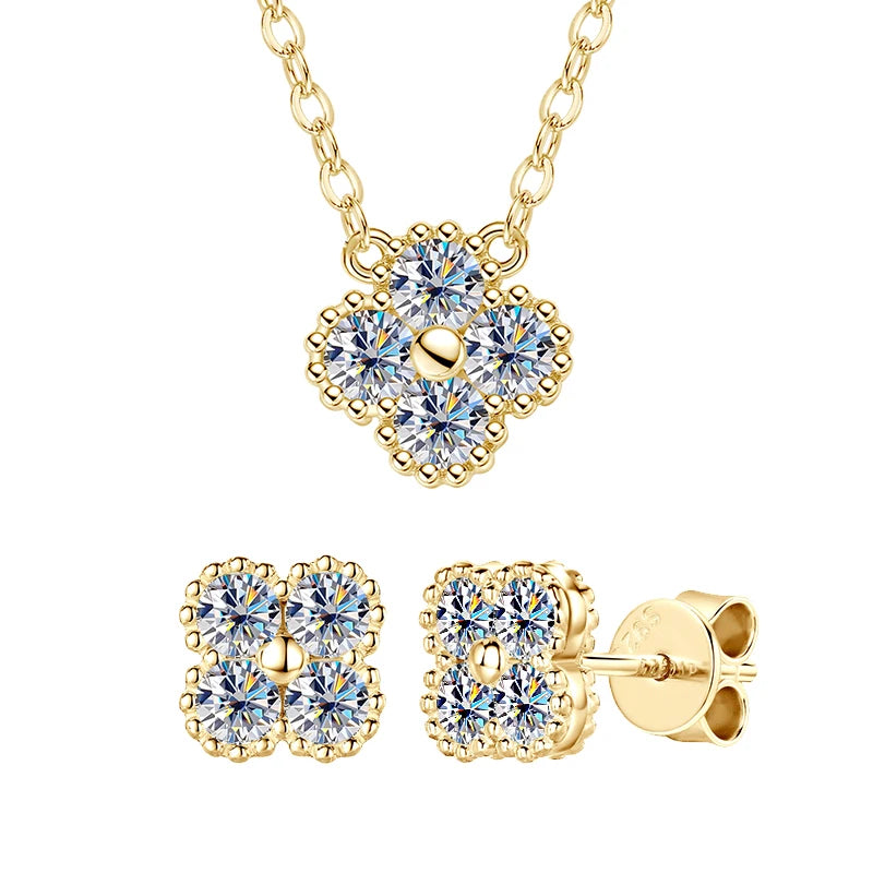 18k Gold Plated 925 Silver 3mm Moissanite Necklace Earrings Bracelet Sets 3 In 1