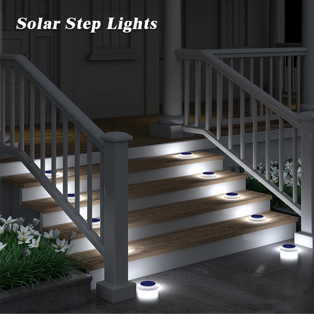 Solar Powered LED Outdoor Deck Lights IP68 Waterproof Automatic On/Off