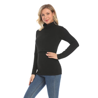 Autumn Winter Maternity Clothes Turtleneck Warm Long Sleeve