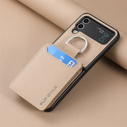 multifunction Card Slot Lychee leather Phone Case for Samsung Z Flip 6 5 4 3