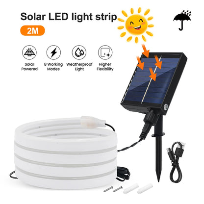 Solar LED Neon Strip Light 5m 10m DC 24V 120LED/m 2835 Flexible Lights 6x12mm Waterproofof