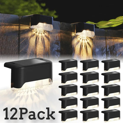 Luces solares para terraza de 4/8/12 unidades, encendido/apagado automático, impermeables, para escaleras y paredes
